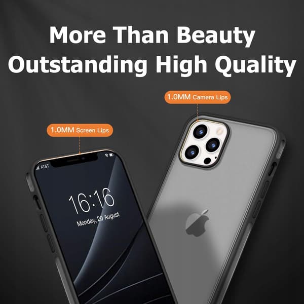 ETUI TIL APPLE IPHONE 12 PRO MAX SORT TRANSPARENT BAGSIDEN