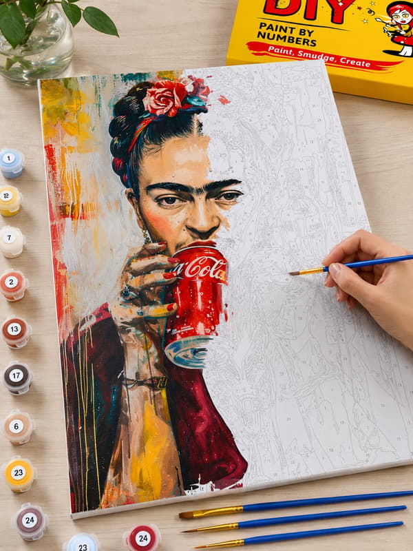 Frida Coca-Cola målning med siffror med ram 40x50 cm