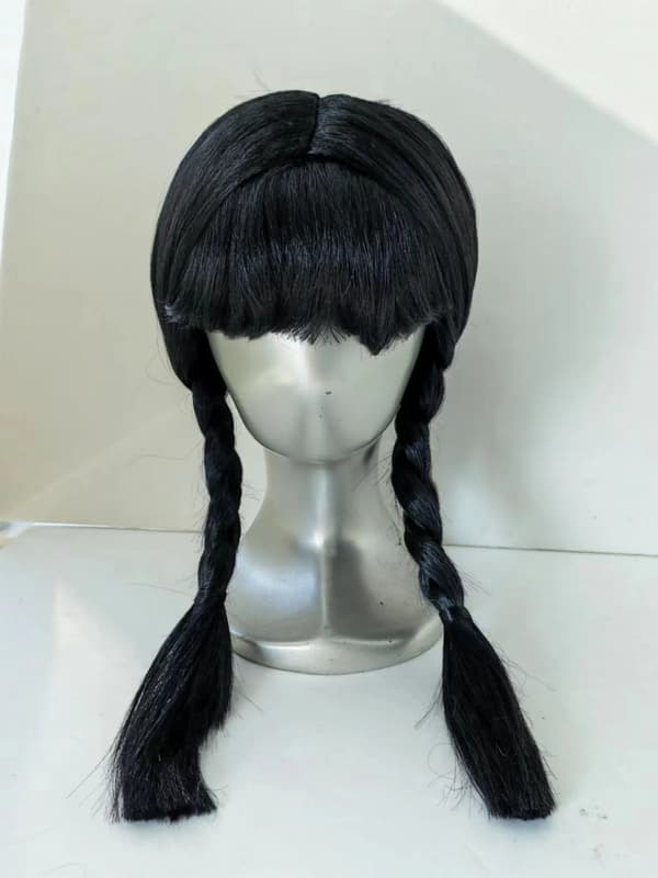 Wednesday Addams Svarta Flätor Peruk