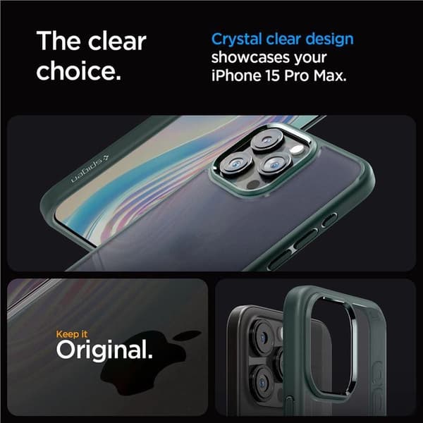 Spigen Ultra Hybrid-cover til iPhone 15 Pro Max - Mørkegrøn