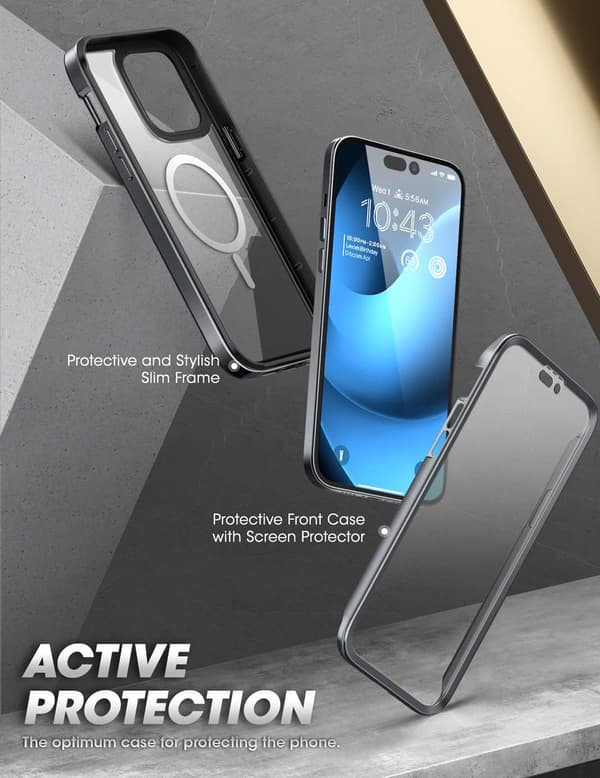 COVER TIL APPLE IPHONE 14 PRO MAX KLAR SORT BAGSIDER + MAGSAFE