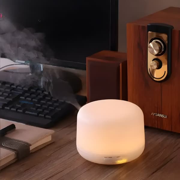 Doftdiffusor luftfuktare aromaterapi natt LED-lampa + fjärrkontroll