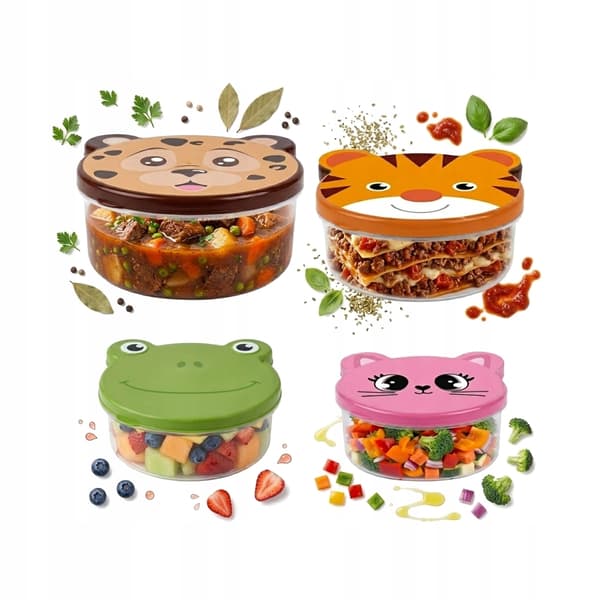 Matlåda för djurfoder, mix, 4 delar, för middag, lunchlåda