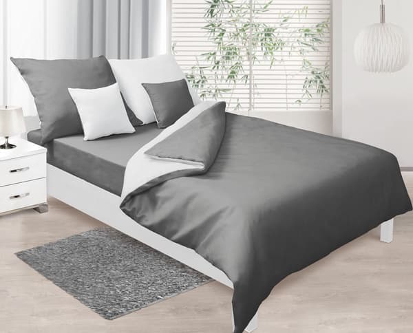 Satin sengetøjssæt 140x200 DOUBLE FACE grå/brune nuancer