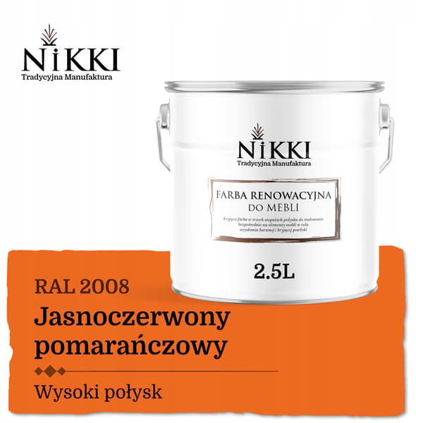 Färg för köksfrontar rödorange RAL2008 glans 2,5L