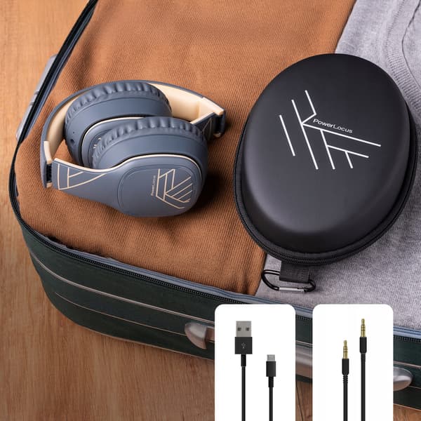 PowerLocus P7 Bluetooth-hovedtelefoner asfaltgrå Over-Ear-mikrofon AUX BT 50 timer