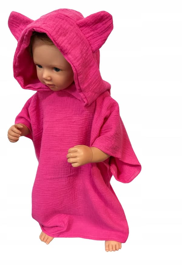 Barnens muslinkappa 110-116 strandponcho Amaranth