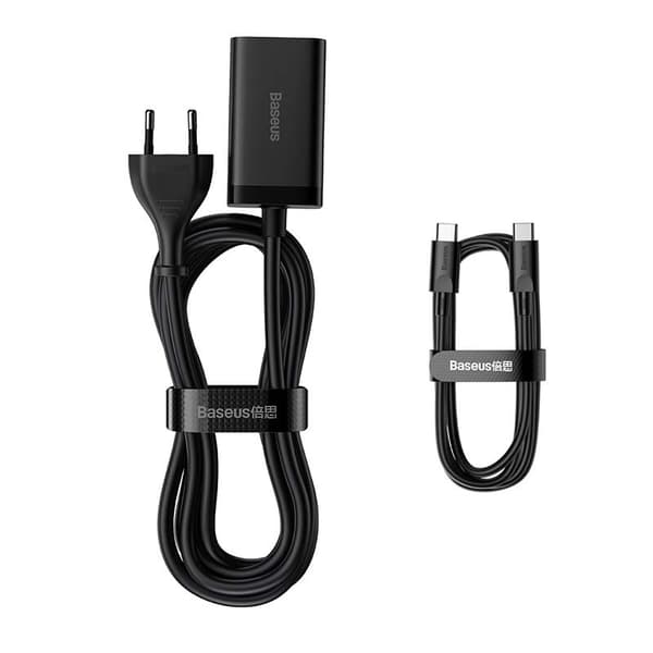 Baseus GaN3 Pro -seinälaturi, 2x USB-C, 2x USB, 65W (musta)