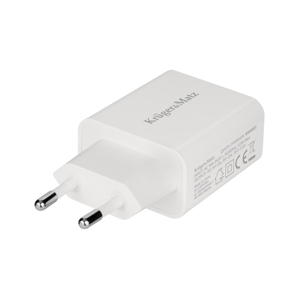 Väggaddare QC 3.0 18W 3A Kruger&Matz