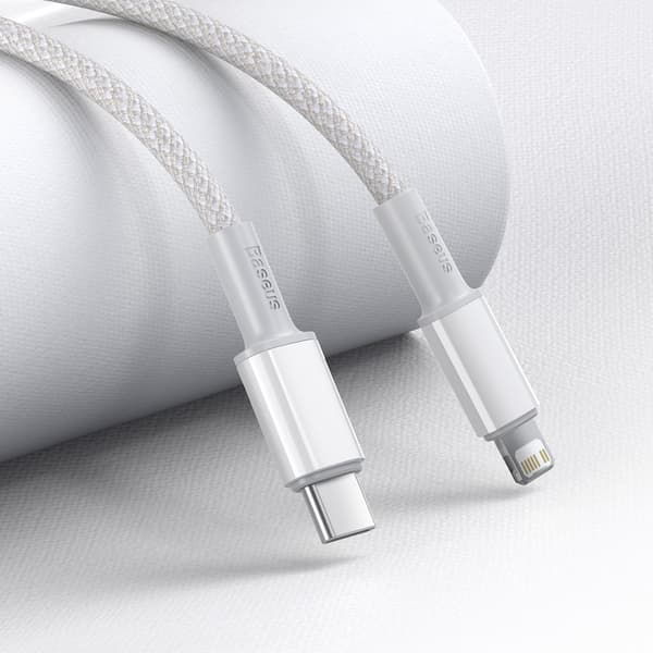 Baseus Højdensitetsflettet USB-C til Lightning-kabel, 20W, PD, 2m (hvid)