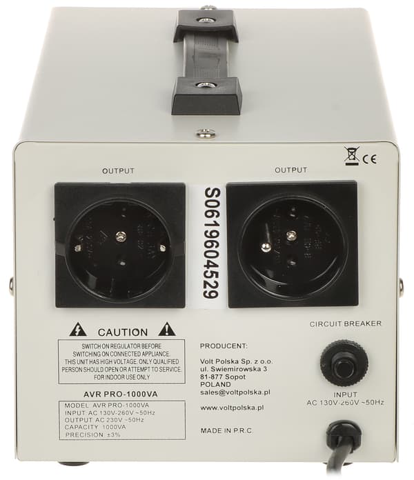 NETSPÆNDINGSSTABILISATOR AVR-PRO-1000VA VOLT Polsk