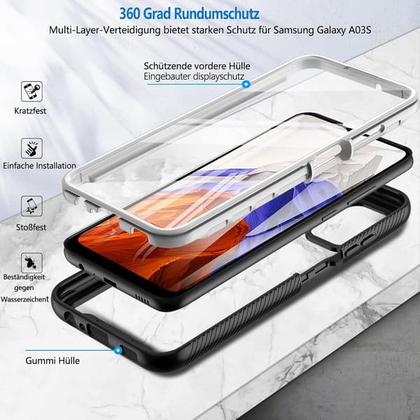 SORT ETUI TIL SAMSUNG GALAXY A03s GLASSKÆRM