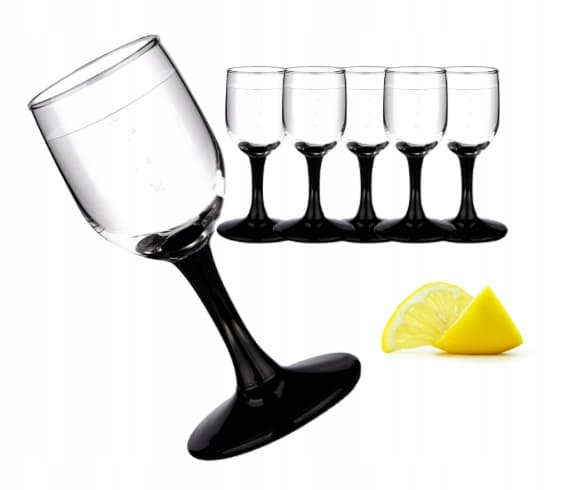 Sorte glas til likør og vodka 35 ml 6 stk.