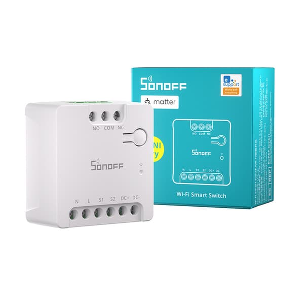 SONOFF MINI-D Matter WiFi-switch (AC/DC 12-48V, tørkontakt)