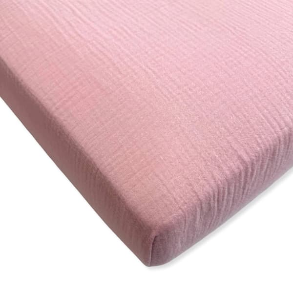 Barnsänglakan 120x60 musselin med elastik rosa