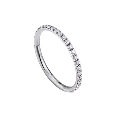 Titanium CLICKER ring med hvide zirkoner - sølv - TK-023 1.2/8