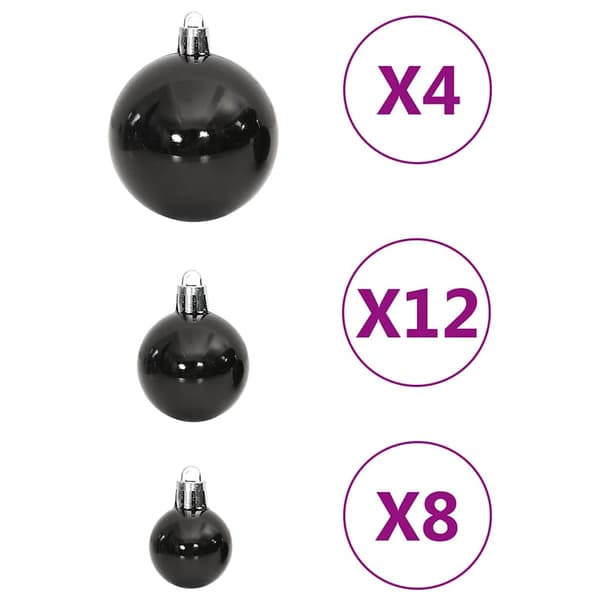 vidaXL julekuglesæt med 111 dele, sort, polystyren