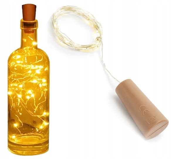 LED-pullonkorkkilamput, lämmin valkoinen, 197 cm