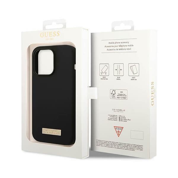 Guess silikoninen logolevy MagSafe - iPhone 14 Pro -kotelo (musta)
