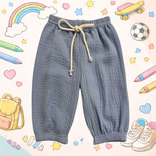 Barnens muslinshorts 152 sommarbyxor för barn SOMMARBLÅ