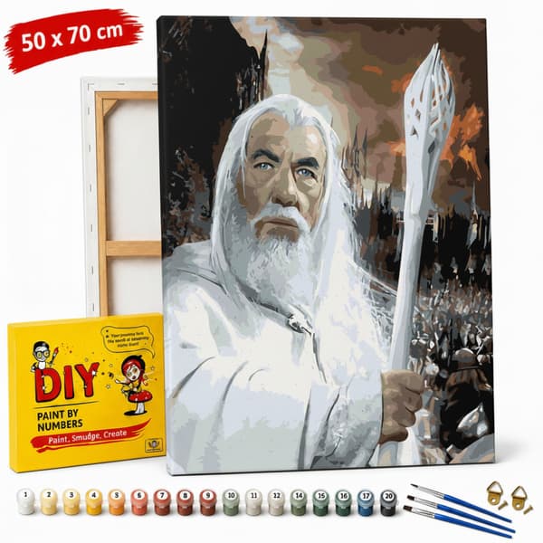 Måla efter nummer-bild med ram Gandalf Sagan om ringen 50x70 cm