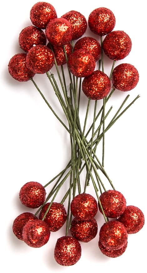 Kvistar Frukter Holly Rönn punainen glitterillä