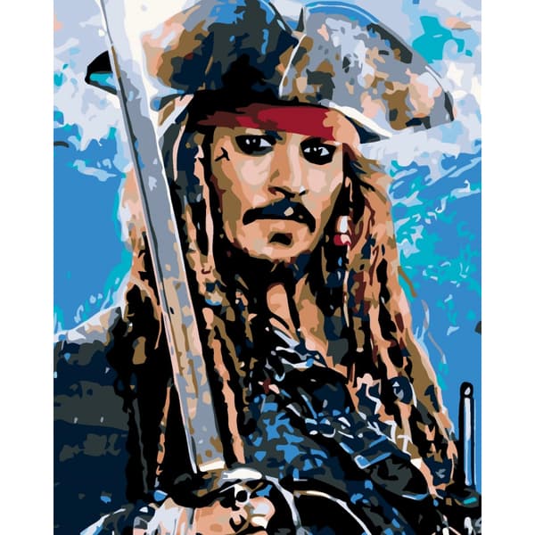 MALING EFTER TAL MED RAMME Malerier til maleri - Jack Sparrow 40x50 cm