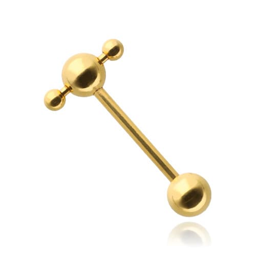 Tungepiercing - guldstang - KJ-053 1.6/16/6