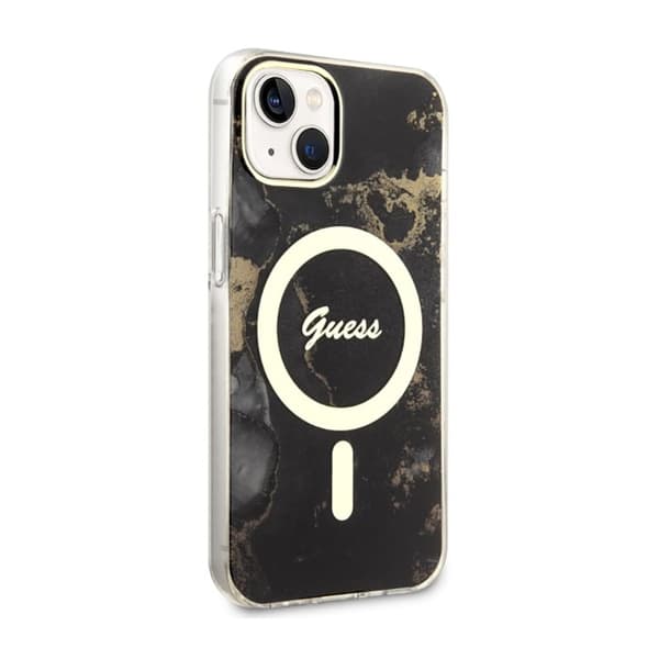 Guess Golden Marble MagSafe - iPhone 14 -kotelo (musta)