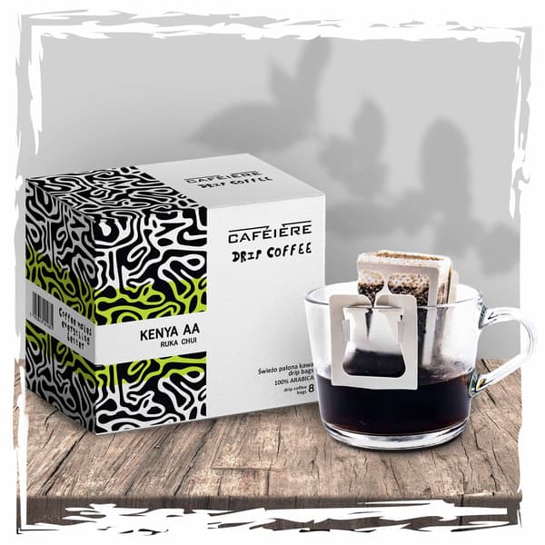 Drypppåse kaffe CAFEIERE Kenya AA Ruka Chui, 8 st