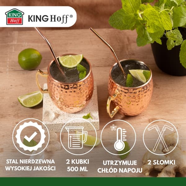 STÅLMUSSAR 500 ml FÖR DRYCKER MOSCOW MULE KINGHOFF KH-2000