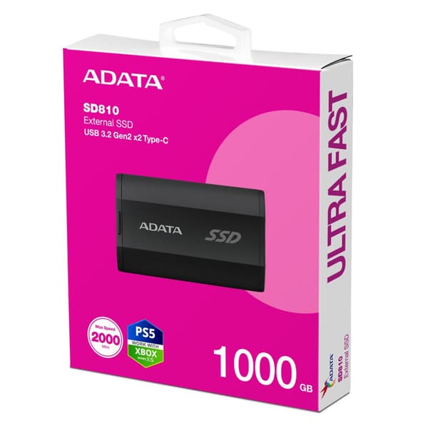 ADATA SD 810 1TB SSD Sort, USB 3.2 Gen 2x2, IP68