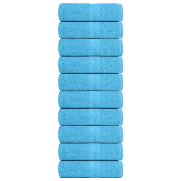 vidaXL Handdukar, 10 st, Turkos, 30x30 cm, 100% bomull