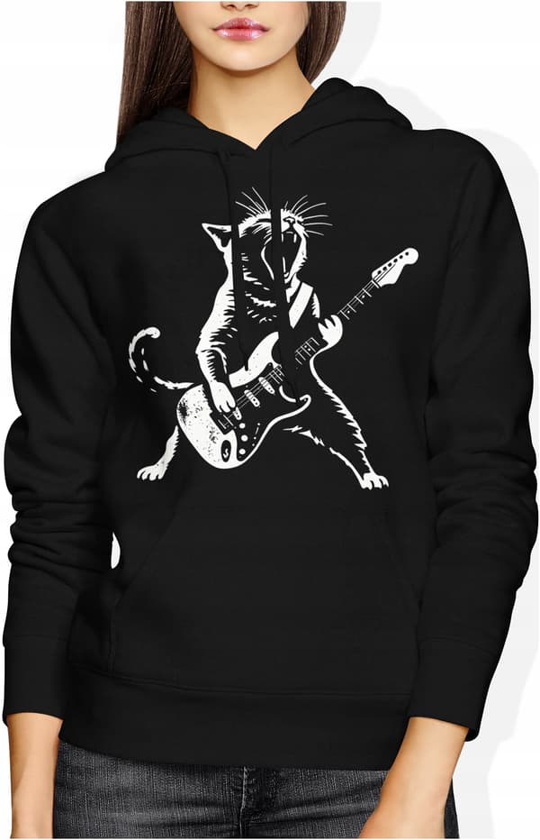 ROLIG KATT MED GITARRTRÖJA DAM ROCK METAL METALGITARRIST M