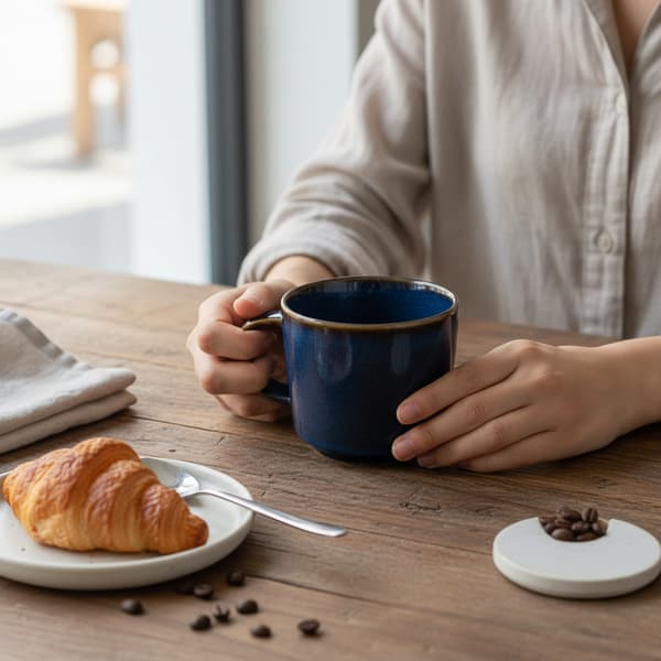 KAFFE- OCH TEMUGGSSET 6 DELAR 350 ML MÖRKBLÅ KERAMIK