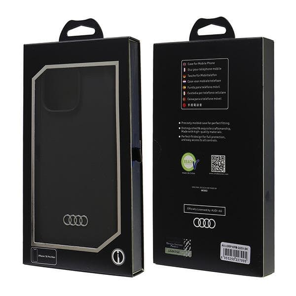 Audi Silikone Etui iPhone 16 Pro Max 6,9" Sort/sort hårdt etui AU-LSRIP16PM-Q3/D1-BK