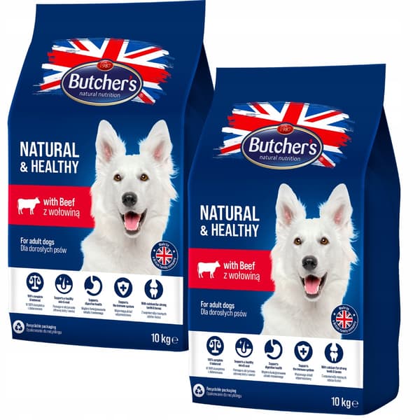 Butcher's Natural&Healthy Torrfoder för hundar med nötkött 2x10 kg
