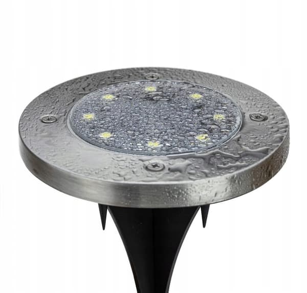 Solcellelampe, 1 stk., sølv, have, indkørsel, rund