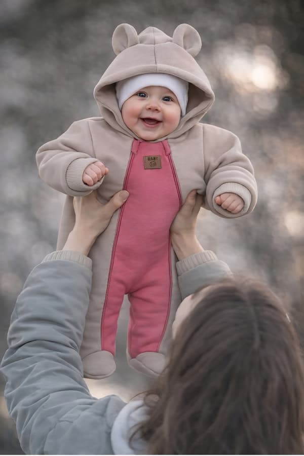 Jumpsuit til piger 80 2 lynlåse tolags overgangs BEIGE amarant