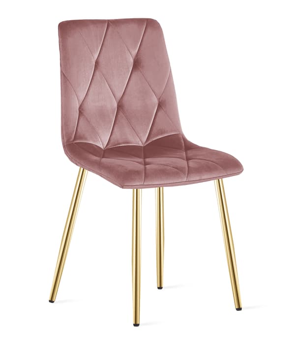 LIBRA stol - pink velour / guldben x 4