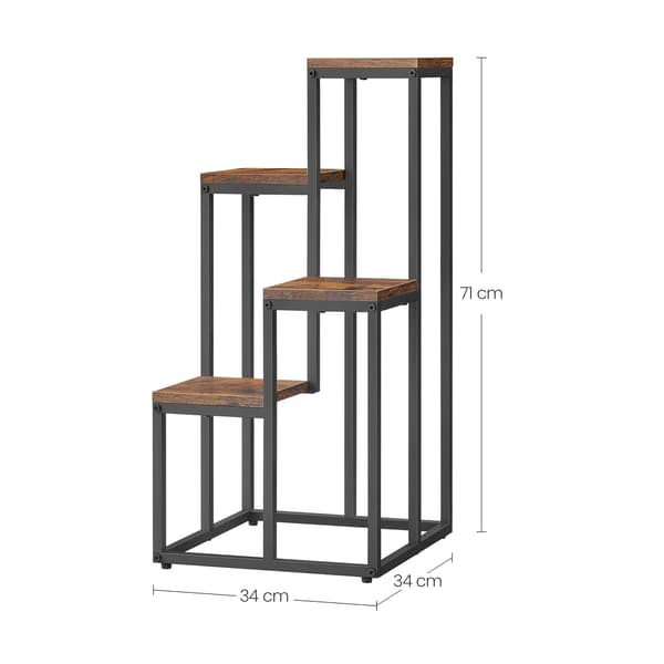 Blomsterstativ med 4 hylder - rustikt / sorte ben