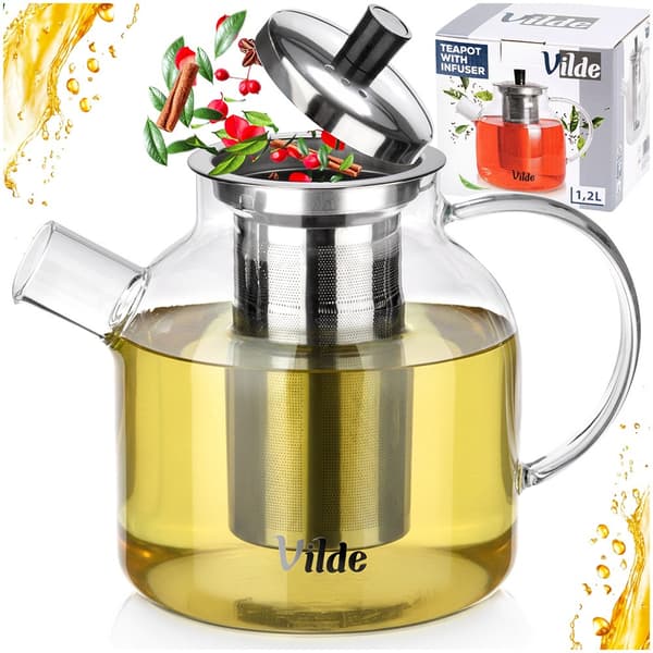 Glasteekande med infuser, varmebestandig, 1,2 l