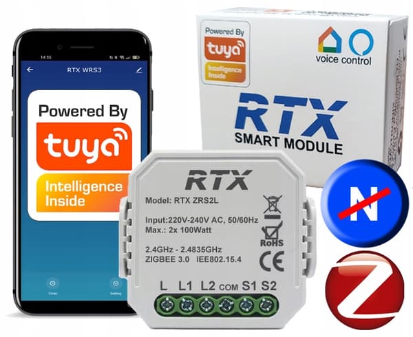 Tuya 2-vägs Zigbee In-Box Relä Fungerar Utan N