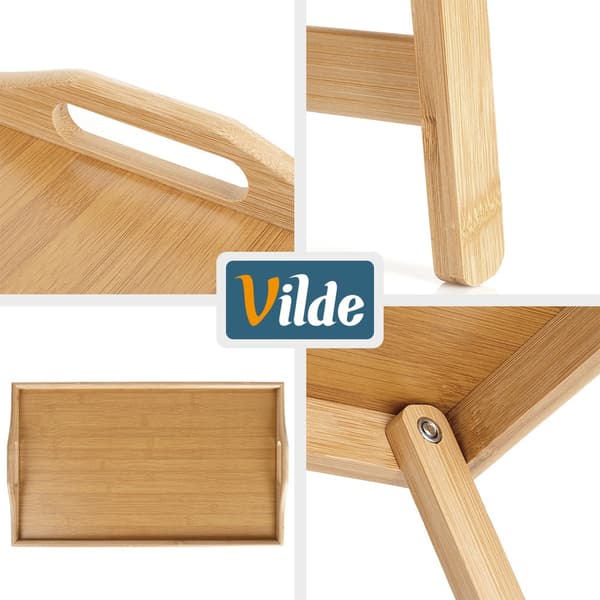 Frukostbord bambu vikbart 2-i-1 50x30x24,5 cm
