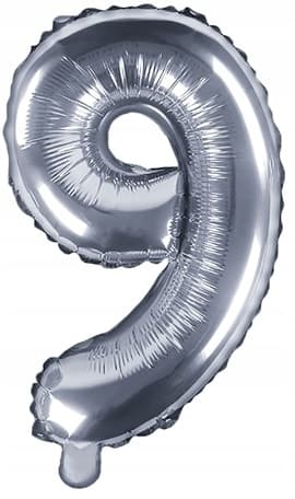 Folieballong Nummer ""9"" 35cm silvermetall 1 st.