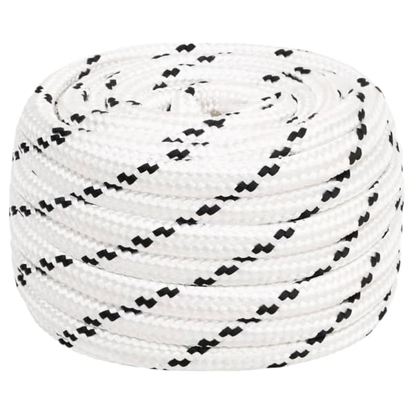 vidaXL Flätad segelrep, vit, 16 mm x 25 m, polyester