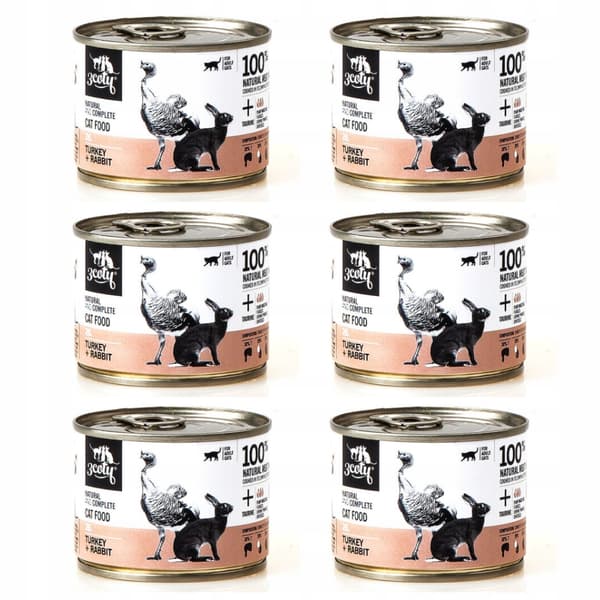 3Coty våtfoder för katter med kalkon och kanin 6 x 180 g