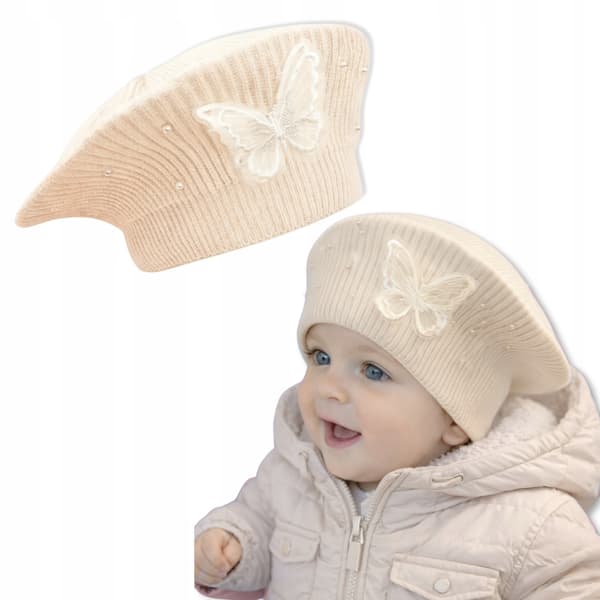 Pigebaskerhat 46-50 sommerfugleperler elegant FORÅRSBEIGE