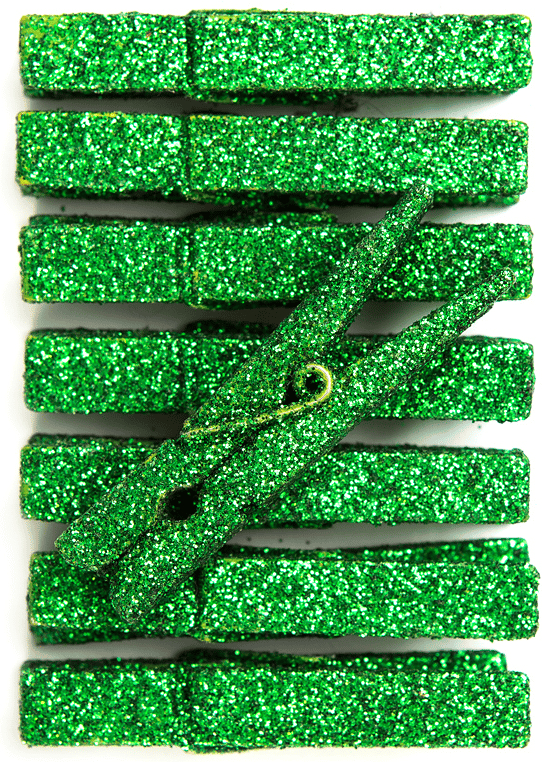 Dekorative glitterklemmer Grøn 4 8 cm 8 stk.