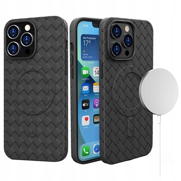 MagSafe vævet cover til iPhone 15 Pro - sort